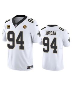 Men's New Orleans Saints #94 Cameron Jordan White 2023 F.U.S.E. With 4-star C Patch And John Madden Patch Vapor Limited Stitched Football Jersey