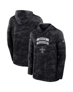 Men's New Orleans Saints Black 2026 Salute to Service Sideline Lightweight Dri-FIT Long Sleeve Top Hoodie