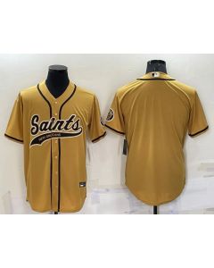 Men's New Orleans Saints Blank Gold Cool Base Stitched Baseball Jersey