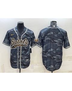 Men's New Orleans Saints Blank Grey Camo With Patch Cool Base Stitched Baseball Jersey