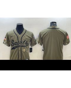 Men's New Orleans Saints Blank Olive 2022 Salute To Service Cool Base Stitched Baseball Jersey
