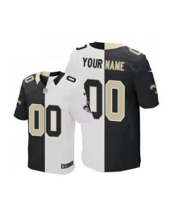 Men's New Orleans Saints Customized White Black Split Stitched Jersey