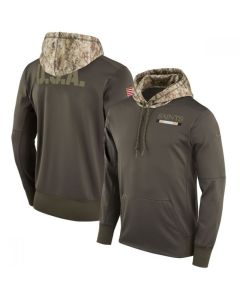 Men's New Orleans Saints Olive Salute to Service Sideline Therma Pullover Hoodie