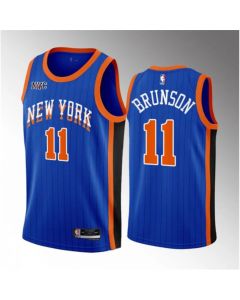 Men's New Yok Knicks #11 Jalen Brunson Blue 2023-24 City Edition Stitched Basketball Jersey