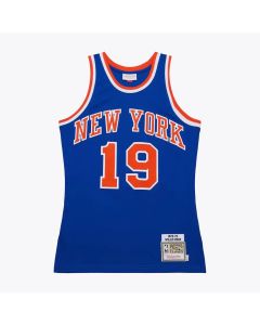 Men's New Yok Knicks #19 Willis Reed 1972-73 Blue Throwback Stitched Jersey