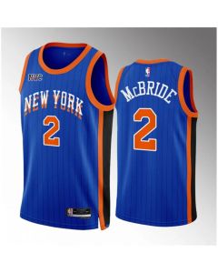 Men's New Yok Knicks #2 Miles McBride Blue 2023/24 City Edition Stitched Basketball Jersey