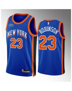 Men's New Yok Knicks #23 Robinson Blue 2023/24 City Edition Stitched Basketball Jersey