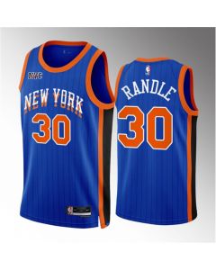 Men's New Yok Knicks #30 Julius Randle Blue 2023/24 City Edition Stitched Basketball Jersey