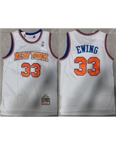 Men's New Yok Knicks #33 Patrick Ewing White Throwback Stitched Jersey
