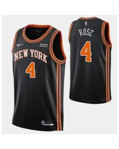 Men's New Yok Knicks #4 Derrick Rose 2021/2022 75th Anniversary Black Stitched Jersey