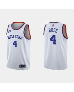 Men's New Yok Knicks #4 Derrick Rose 2021/2022 White 75th Anniversary City Edition Stitched Jersey