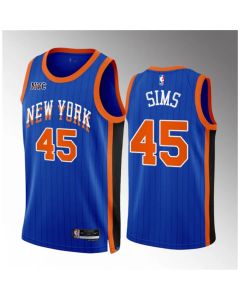 Men's New Yok Knicks #45 Jericho Sims Blue 2023/24 City Edition Stitched Basketball Jersey