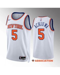 Men's New Yok Knicks #5 Precious Achiuwa White Association Edition Stitched Basketball Jersey