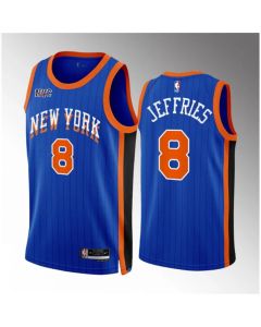 Men's New Yok Knicks #8 DaQuan Jeffries Blue 2023/24 City Edition Stitched Basketball Jersey