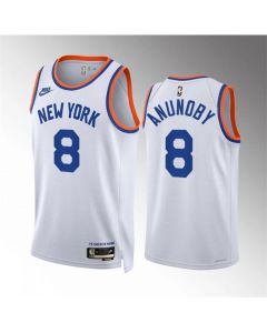 Men's New Yok Knicks #8 OG Anunoby White 2021/22 City Edition Stitched Basketball Jersey