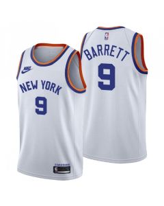 Men's New Yok Knicks #9 RJ Barrett 2021/2022 White 75th Anniversary City Edition Stitched Jersey