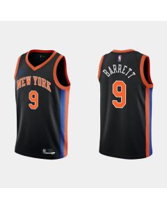 Men's New Yok Knicks #9 RJ Barrett 2022-23 Black City Edition Stitched Basketball Jersey