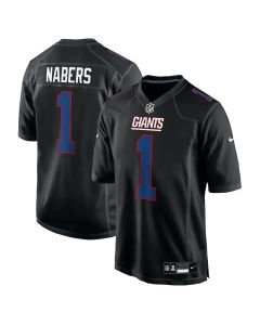 Men's New York Giants #1 Malik Nabers Carbon Black Fashion Game Jersey (Black)