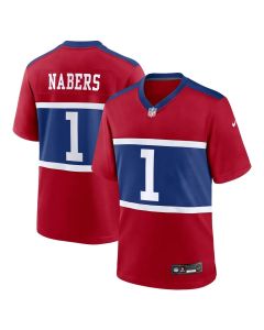 Men's New York Giants #1 Malik Nabers Century Red Alternate Game Jersey (Red)