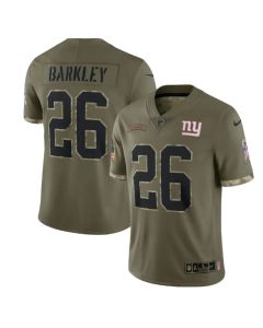 Men's New York Giants #26 Saquon Barkley Olive 2022 Salute To Service Limited Stitched Jersey