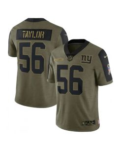 Men's New York Giants #56 Lawrence Taylor 2021 Olive Salute To Service Limited Stitched Jersey