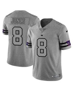 Men's New York Giants #8 Daniel Jones 2019 Gray Gridiron Team Logo Limited Stitched NFL Jersey