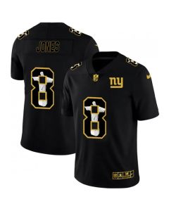Men's New York Giants #8 Daniel Jones 2020 Black Jesus Faith Edition Limited Stitched Jersey