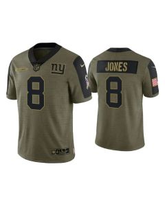 Men's New York Giants #8 Daniel Jones 2021 Olive Salute To Service Limited Stitched Jersey
