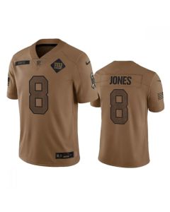 Men's New York Giants #8 Daniel Jones 2023 Brown Salute To Service Vapor Untouchable Limited Stitched Jersey