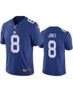 Men's New York Giants #8 Daniel Jones Blue 2019 100th Season Vapor Untouchable Limited Stitched NFL Jersey
