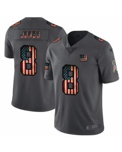 Men's New York Giants #8 Daniel Jones Grey 2019 Salute To Service USA Flag Fashion Limited Stitched NFL Jersey