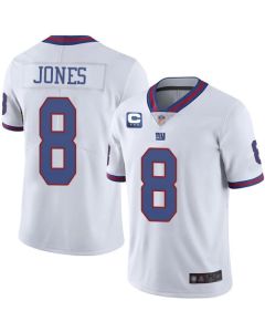 Men's New York Giants #8 Daniel Jones White With 3-star C Patch Limited Stitched Jersey