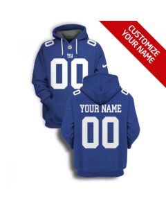 Men's New York Giants Active Player Custom 2021 Blue Pullover Hoodie