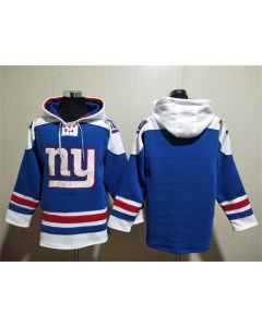 Men's New York Giants Blank Blue Lace-Up Pullover Hoodie