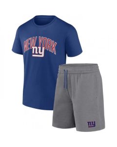 Men's New York Giants Blue/Heather Gray Arch T-Shirt & Shorts Combo Set