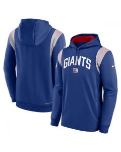 Men's New York Giants Blue Sideline Stack Performance Pullover Hoodie 001