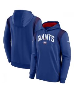 Men's New York Giants Blue Sideline Stack Performance Pullover Hoodie 002