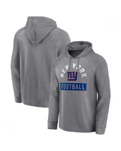 Men's New York Giants Heathered Gray No Time Off Raglan Pullover Hoodie