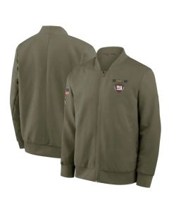 Men's New York Giants Olive 2025 Salute to Service Sideline Full-Zip Bomber Jacket (Olive)