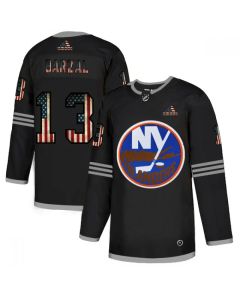 Men's New York Islanders #13 Mathew Barzal 2020 Grey USA Flag Stitched NHL Jersey