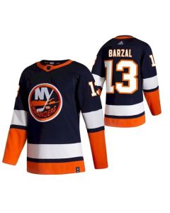 Men's New York Islanders #13 Mathew Barzal 2021 Black Reverse Retro Stitched Jersey