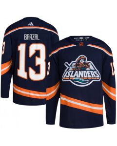 Men's New York Islanders #13 Mathew Barzal Navy 2022-23 Reverse Retro Stitched Jersey