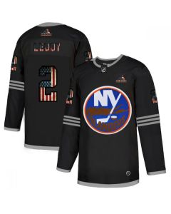 Men's New York Islanders #2 Nick Leddy 2020 Grey USA Flag Stitched NHL Jersey