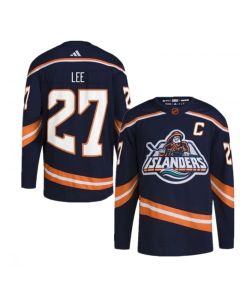 Men's New York Islanders #27 Anders Lee Navy 2022-23 Reverse Retro Stitched Jersey