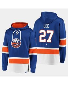 Men's New York Islanders #27 Anders Lee Royal Ageless Must-Have Lace-Up Pullover Hoodie
