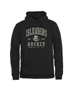 Men's New York Islanders Black Camo Stack Pullover Hoodie