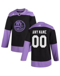 Men's New York Islanders Black Hockey Fights Cancer Custom Practice NHL Jersey