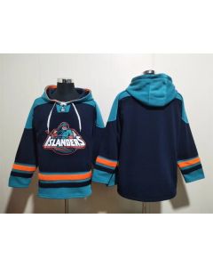 Men's New York Islanders Blank Black Ageless Must-Have Lace-Up Pullover Hoodie