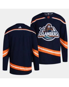 Men's New York Islanders Blank Navy 2022-23 Reverse Retro Stitched Jersey