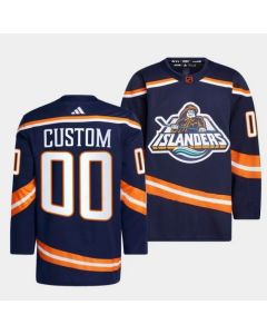 Men's New York Islanders Custom Navy 2022-23 Reverse Retro Stitched Jersey